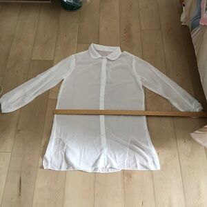 Classic White Sheer Button-Front Blouse